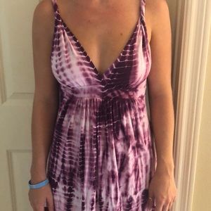 White and purple tie dye sundress